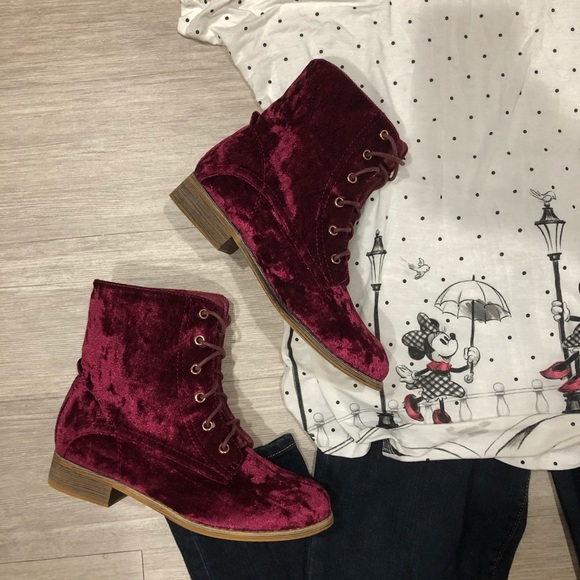 Catherine Malandrino Shoes - Catherine Malandrino Burgundy Velvet Boots
